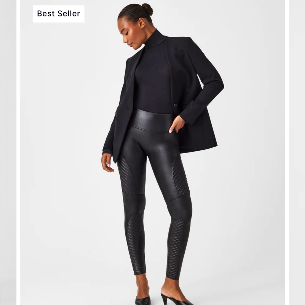 Spanx Petite Moto Faux Leather Leggings